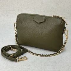 COCOCELUX GOLD ココセリュックスゴールド 3WAY ハンドバッグ ショルダーバッグ クラッチバッグ レザー オリーブカラー ゴールド金具のサムネイル