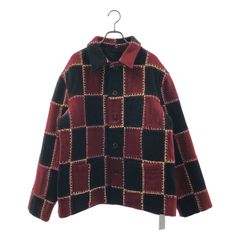 BODE / ボーディ | Blanket Stitch Quilt Jacket ウール混 ステッチ ジャケット | M/L | レッド/ブラック | メンズ