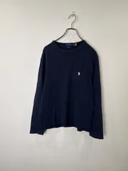 S00599　POLO RALPH LAUREN｜ポロラルフローレン｜長袖シャツ｜長袖カットソー｜ネイビー Navy｜ポニー刺繍｜ポケットT｜Mサイズ｜メンズ｜古着｜アメカジ｜USA古着｜90S｜Y2K｜ヴィンテージ｜フォロー割｜今期トレンドのサムネイル