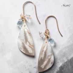 No.908【再販3】オーロラプルームアゲートの一粒ピアス イヤリング②