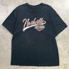 HARLEY-DAVIDSON Nashville ハーレーダビッドソン ナッシュビル プリントTシャツ メンズXL相当 古着 モーターサイクル バイク ギター バックプリント 黒色