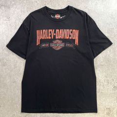 HARLEY-DAVIDSON ハーレーダビッドソン モーターサイクル プリントTシャツ メンズL相当 古着 バイク バイカー バックプリント 黒色