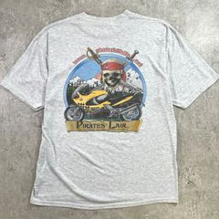 00年代 BMW PIRATES LAIR バイク パロディプリントTシャツ メンズXL 古着 2003 00s Y2K VINTAGE ヴィンテージ K1200RS オートバイ パイレーツオブカリビアン 海賊 灰色