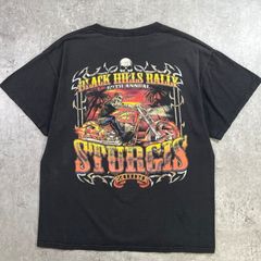 00年代 STURGIS BLACK HILLS RALLY スカル バイクプリントTシャツ メンズL 古着 2009 00s Y2K VINTAGE ヴィンテージ モーターサイクル バックプリント 黒色