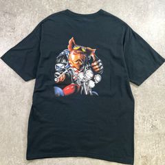 90~00年代 BLAISINGS TAVERN 豚 バイクプリントTシャツ メンズXL相当 古着 90s 00s Y2K VINTAGE ヴィンテージ ブタ メッセージプリント モーターサイクル バックプリント 黒色
