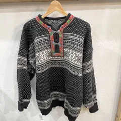 90s' TEREMARK STYLE/テレマークスタイル ノルウェー製 チロリアンニットセーター ノルディックニット ユーロ古着 総柄 L程度 メンズ usedのサムネイル