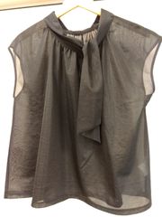 美品✨️ウィムガゼット リボンボウタイ シアーブラウス 黒 フレンチ