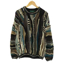 ツンドラ tundra CANADA 90-00S OLD カナダ製 総柄 立体編み コットン 3D ニット セーター メンズ import：L のサムネイル