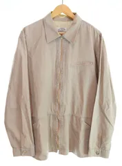 アルマーニ ARMANI JEANS イタリア製 90s Cotton Linen MRS Zip Shirt Jacket コットンリネン XL ジャケット ベージュ LLサイズ 103MT-4840のサムネイル