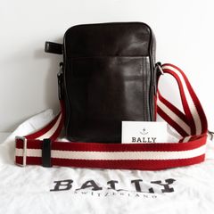 美品】BALLY 【 レザー ショルダーバッグ】ブラウン トレイン