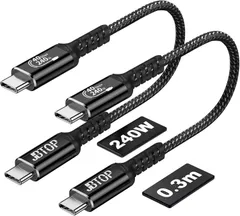 USB 4.0ケーブル（30CM、2本）対応Thunderbolt 4/3ケーブル40 Gbps高速データ転送240 W、40 Gbps、8 Kハイビジョンディスプレイ対応iPhone 16/15 Pro Max、MacBook、XPS、Surfaceのサムネイル