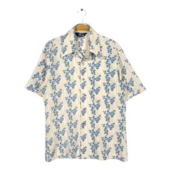 70s JC Penney JCペニー ヴィンテージ ポリシャツ リーフ柄 葉っぱ 半袖シャツ ポリエステル サイズM 古着 CB1339のサムネイル