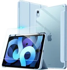 する [iPad air 11インチ ケース ガラスフィルム セット ペン収納]CACOE iPad air M3/M2(2025/2024) iPad Air 第5/4世代 (2022/2020) 10.9 インチ アイパッド用 透明ケース オートスリープ