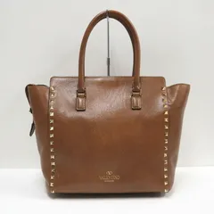 VALENTINO GARAVANI ヴァレンティノガラヴァーニ 2WAYハンドバッグ ロックスタッズ レザー ブラウン×ゴールド金具のサムネイル