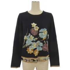 レオナール LEONARD FASHION ニット セーター 長袖 カシミヤ 花柄 ラインストーン ネイビー LLのサムネイル