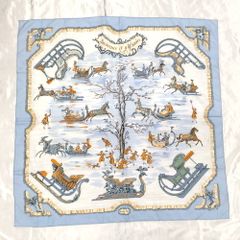 HERMES カレ90 スカーフ Traineaux et Glissades シルク100％ - メルカリ