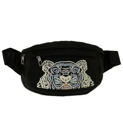 kenzo ケンゾー ボディバッグ バムバッグ ブラック ナイロン 青ロゴ