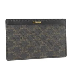 CELINE カードケース トリオンフ レザー PVCコーティング ダークブラウン系のサムネイル