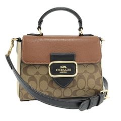 COACH ペッパーサッチェル ハンドバッグ シグネチャー ストラップ無し