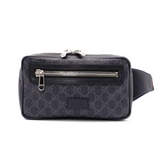 GUCCI GG Supreme Body Bag, PVC/Canvas, Gray, Men's Belt Bag