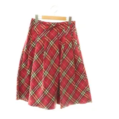 バーバリーブルーレーベル BURBERRY BLUE LABEL ウールチェックプリーツスカート ロング フレア ノバチェック 36 レッド マルチカラー /DO ■OSのサムネイル