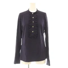 トリーバーチ TORY BURCH ポロシャツ バンドカラー S 紫 パープル フリル ストレッチ ワンカラー 長袖 /BBのサムネイル