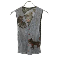 PLEATS PLEASE ISSEY MIYAKE プリーツプリーズ イッセイミヤケ 1998AW Tiger Cat Korean Folk Art Miwa 民画 虎 プリーツベスト PP83-JE750 グレー 4のサムネイル