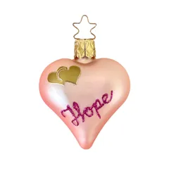 INGE-GLAS Vintage ドイツ製 ピンクハート"Hope" ガラスオーナメント クリスマスオーナメント　ヴィンテージ  ビンテージのサムネイル