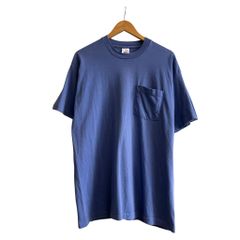 ナス紺60sペニーズ耳付きタウンクラフト無地ポケTポケットTシャツUSA製