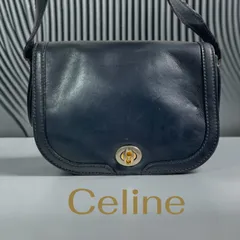 オールドセリーヌショルダーバッグ レザー ネイビー