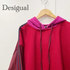Desigual 69341 デジグアル ハイブリッド 長袖 フーディ スウェット 異素材 XLサイズ レッド ピンク パーカー レディース ファッション _208のサムネイル