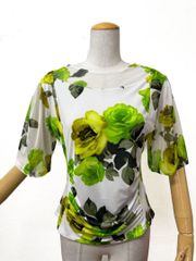 JOAN】新品 M 社交ダンス花柄トップス 背面華やかプリント赤黒109