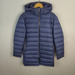 CALVIN KLEIN カルバンクライン ダウンコート フード付き フルジップ ネイビー メンズ 古着 モード シンプルのサムネイル