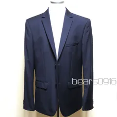 【H&M】マルゾット テーラードジャケット メンズ EUR 54 2XL 極美品 紺 ネイビー 高級イタリア製生地 ウール100% 2B センターベント スリムフィットのサムネイル