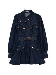 極美品 Bibiy. デニムジャケット ミニワンピース ベルト パフスリーブ 