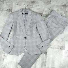 洗える【美品】ZARA パンツスーツ セットアップ  グレー チェック  テーラードジャケット EUR38  パンツ グレンチェック EUR36 Мサイズ相当 ウォッシャブル MADE IN VIETNAM