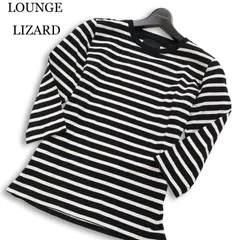 LOUNGE LIZARD ラウンジリザード 春夏★ 七分袖 ボーダー スリム カットソー Tシャツ 日本製 Sz.1 メンズ 白 黒のサムネイル