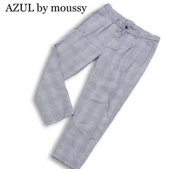AZUL by moussy アズール マウジー 通年★ グレンチェック ストレッチ テーパード パンツ スラックス Sz.M メンズ 紺のサムネイル