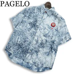 PAGELO パジェロ アンジェロ 春夏★ 半袖 ロゴワッペン 刺繍 ムラ柄 ペイズリー ボタンダウン シャツ Sz.M メンズのサムネイル