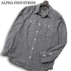 ALPHA INDUSTRIES アルファ 通年★ 長袖 シャンブレー ワーク シャツ Sz.L メンズのサムネイル