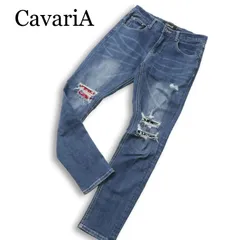 CavariA キャバリア USED加工★ ストレッチ スキニー ダメージ リペア加工 デニム パンツ ジーンズ Sz.44 メンズのサムネイル