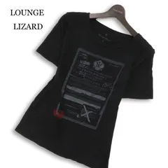 LOUNGE LIZARD ラウンジリザード 春夏★ 半袖 プリント スリム Tシャツ カットソー Sz.2 メンズ 黒のサムネイル