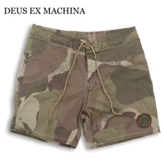 DEUS EX MACHINA デウスエクスマキナ カモフラ★ 迷彩  総柄 ロゴ ワッペン ストレッチ ショート パンツ Sz.31 メンズのサムネイル