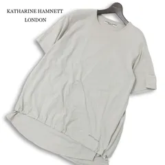 KATHARINE HAMNETT LONDON キャサリン ハムネット 春夏★ 半袖 ロゴ刺繍 カットソー Tシャツ Sz.S～M位 メンズ グレーのサムネイル