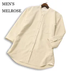 【美品】MEN'S MELROSE メンズメルローズ 春夏★ 七分袖 バンドカラー シャツ Sz.4 メンズのサムネイル