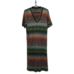  MISSONI ミッソーニ Vネックニットワンピース マルチカラー ロングワンピース シェブロン柄【B120】のサムネイル