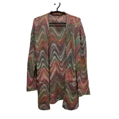  MISSONI ミッソーニ カーディガン シェブロン柄 ロング丈 長袖 パッチポケット レディース オープンフロント【B120】のサムネイル