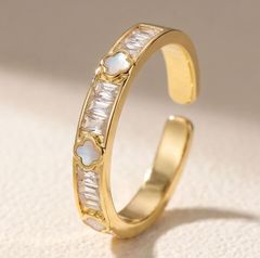 18K 指輪 RGP ゴールド ダイヤ CZ ハーフエタニティ リング gu1485e