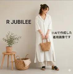 R JUBILEE アール ジュビリー フード付 コットンロングワンピース 白のサムネイル
