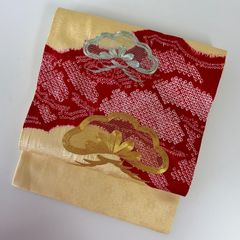 名古屋帯 真綿紬 八寸 ≪御仕立て上がり 可愛い万寿菊の織出し